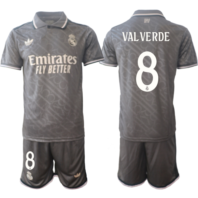 Men 2024-2025 Club Real Madrid away Grey #8 Soccer Jersey->real madrid jersey->Soccer Club Jersey